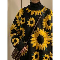 2024 Sweater Winter Sunflower Warm Sweaters Fashion Male O-