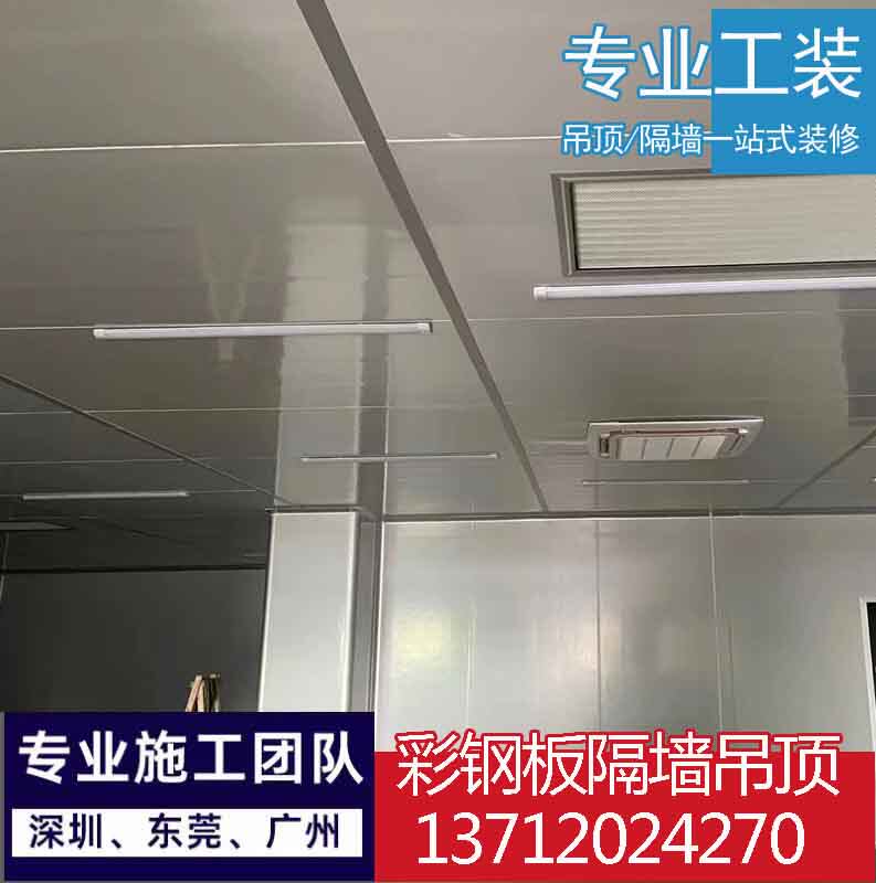 Foam rock wool fireproof color steel plate suspended ceiling partition wall gypsum board glass office workshop decoration all-inclusive Pearl River Delta