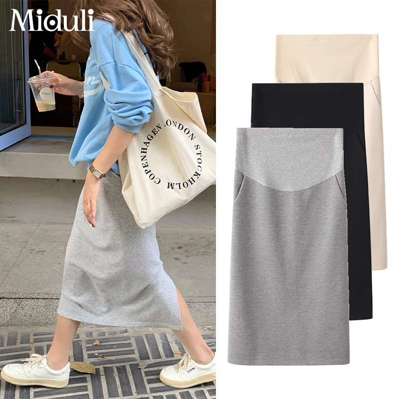 Maternity Skirt, Spring and Autumn Style, Fashionable Maternity Wear, Spring and Summer Simple Slimming Straight Sweatshirt Skirt, Spring Wear