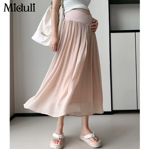 Летняя тонкая юбка в складку, летняя одежда для беременных, большой размер