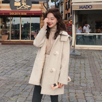  Sandro Moscoloni 2020 winter new horn buckle woolen jacket hooded woolen top casual light color