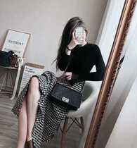 Sandro Moscoloni 2020 autumn and winter new womens houndstooth knitted top dress two-piece tide