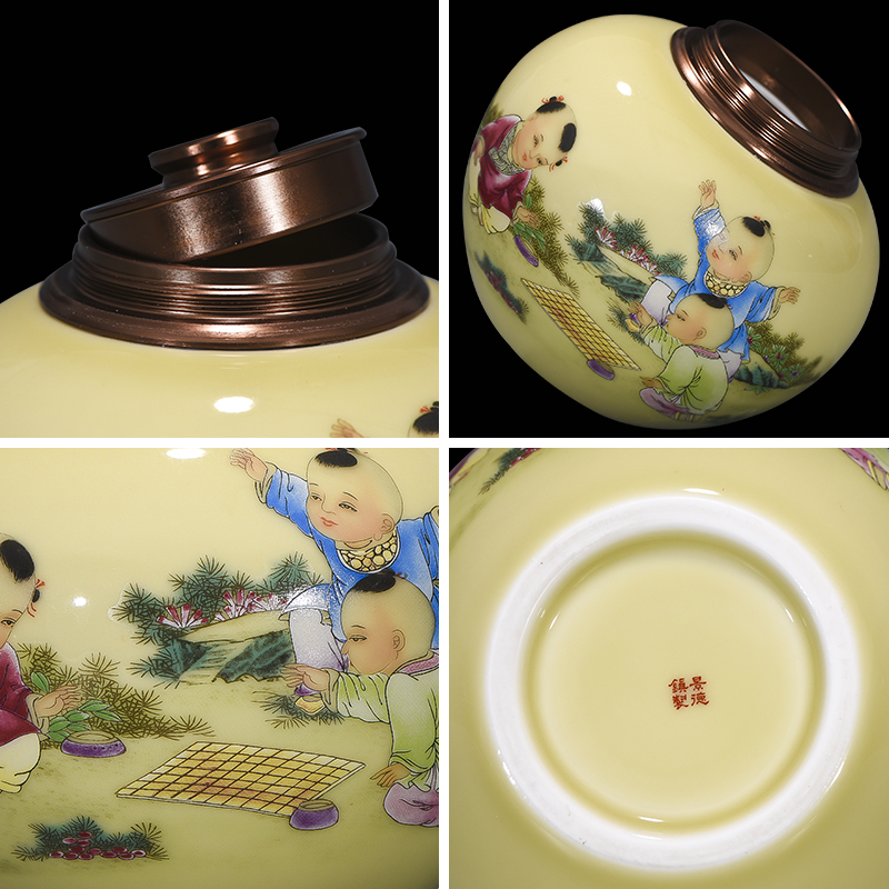 Jingdezhen ceramic caddy fixings large half jins to puer tea with a sealed tank storage POTS and tea warehouse home