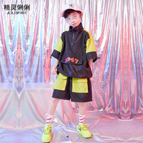 Boys hip-hop street dance suit Summer childrens loose short-sleeved assault jacket jazz dance tide suit childrens handsome performance