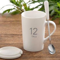 Creative ceramic mug Mark cup with cover with spoon lovers water glass coffee cup milk cup No. 12 ceramic cover fine