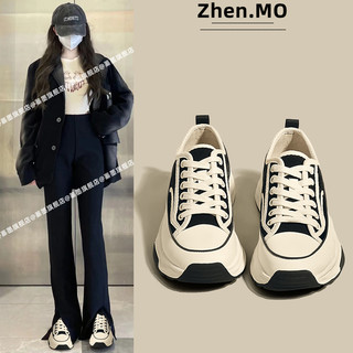 Canvas Shoes with Thick Soles, Platform Style, 2025 Spring New Model, Women's Sneakers, Spring and Autumn Height-Increasing, Casual Sports White Shoes