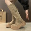 Thick-Soled Height-Increasing Two-Way Wear Long Boots for Women, 2025 Autumn New British Style Martin Boots, Slimming, Popular and Versatile Long Boots
