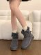 Thick-soled fur integrated plus velvet warm mid-calf snow boots for women 2025 new winter thickened Northeast gray cotton shoes