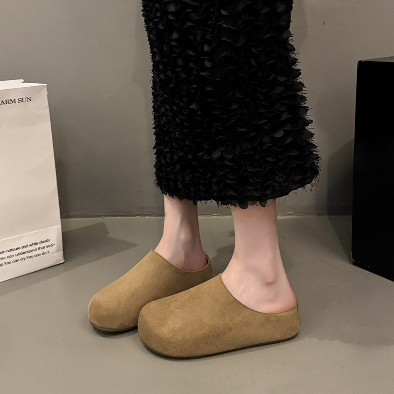 Super Popular Thick-Soled Birkenstock Shoes for Women, 2025 Autumn New Style, Slip-On Birkenstock Closed-Toe Half-Slippers, Comfortable Single Shoes