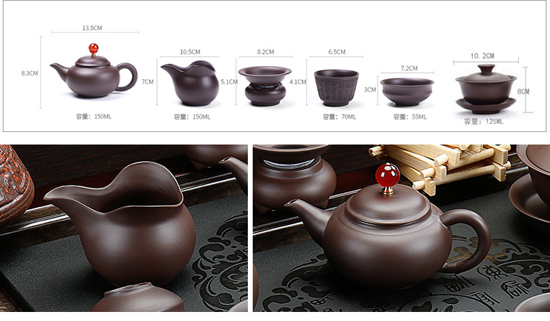 Tong baiyi kung fu tea set a complete set of violet arenaceous four unity of household electrical appliances solid wood tea tray cups of tea