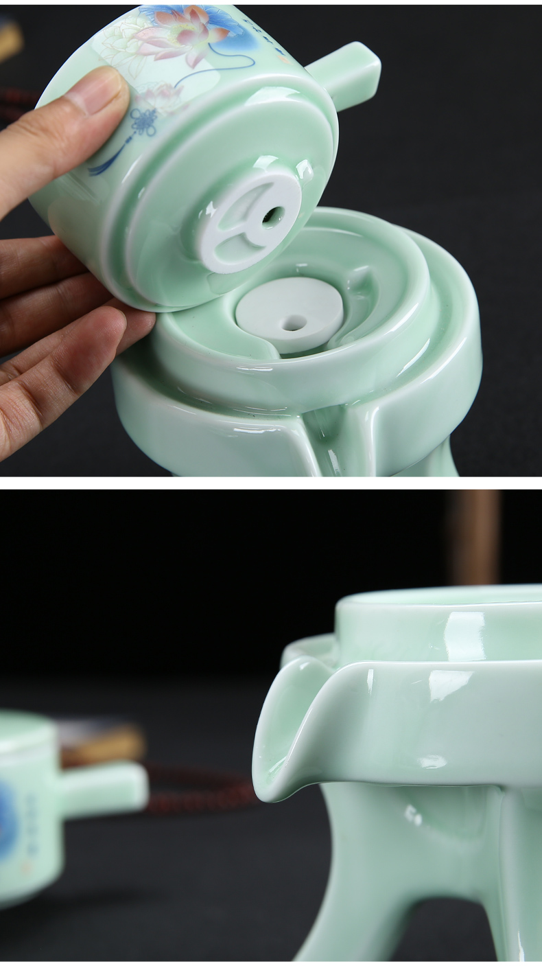 All semi - automatic celadon lazy tea set kung fu tea set small household as cans ceramic cups contracted and creative move