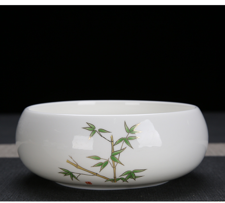 Dehua suet jade white porcelain kung fu tea set home sitting room hand - made ceramic tea tea tureen tea cup