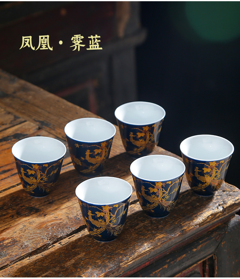 Cup of kung fu master Cup but small Cup single jingdezhen ceramic tea set to use only hat to a Cup of tea light sample tea Cup