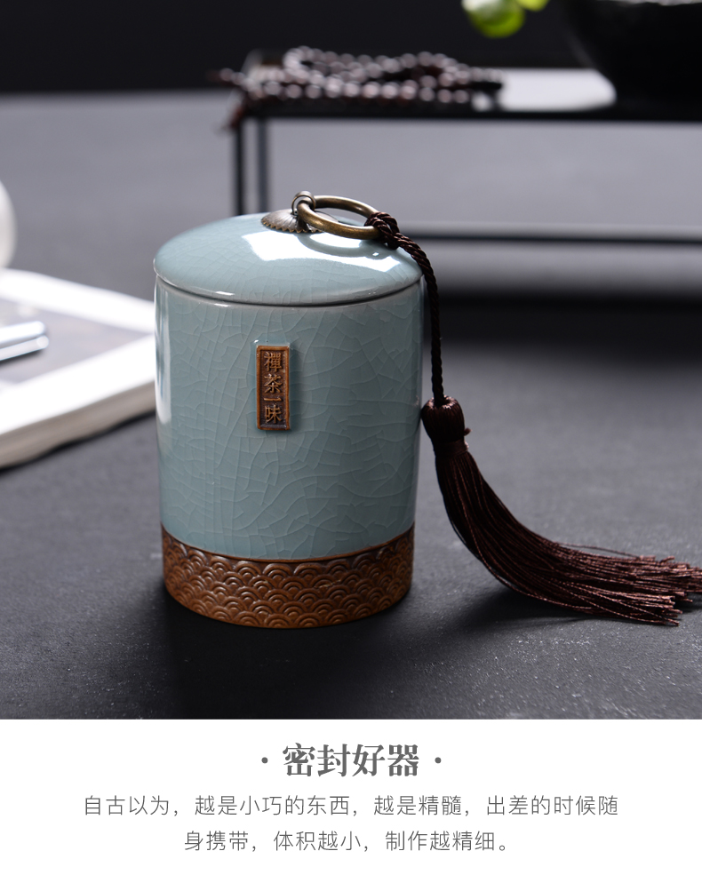 Elder brother up caddy fixings household ceramic POTS trumpet pu 'er travel tea caddy fixings portable mini storage sealed as cans