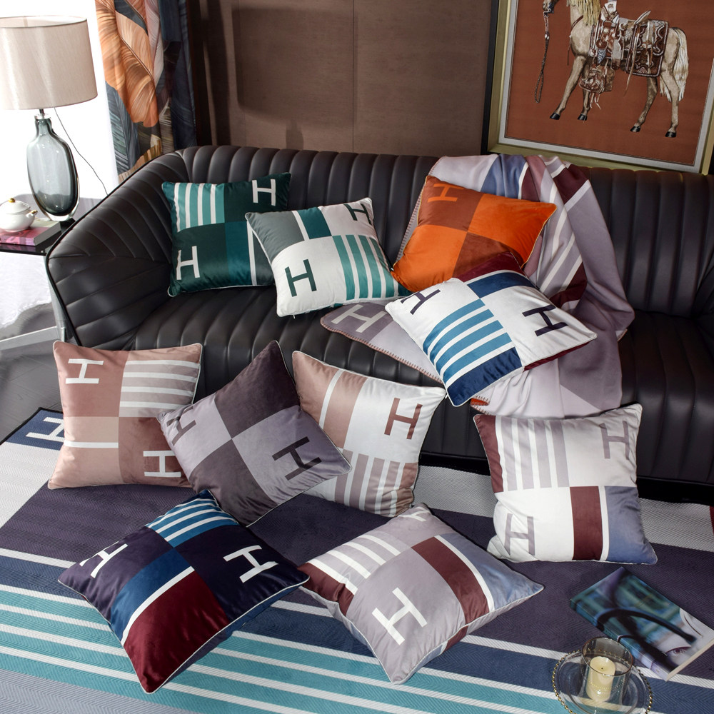 Luxury home plush cushion cover lumbar pillow square pillow 45cm office sofa bedroom pillow case with core