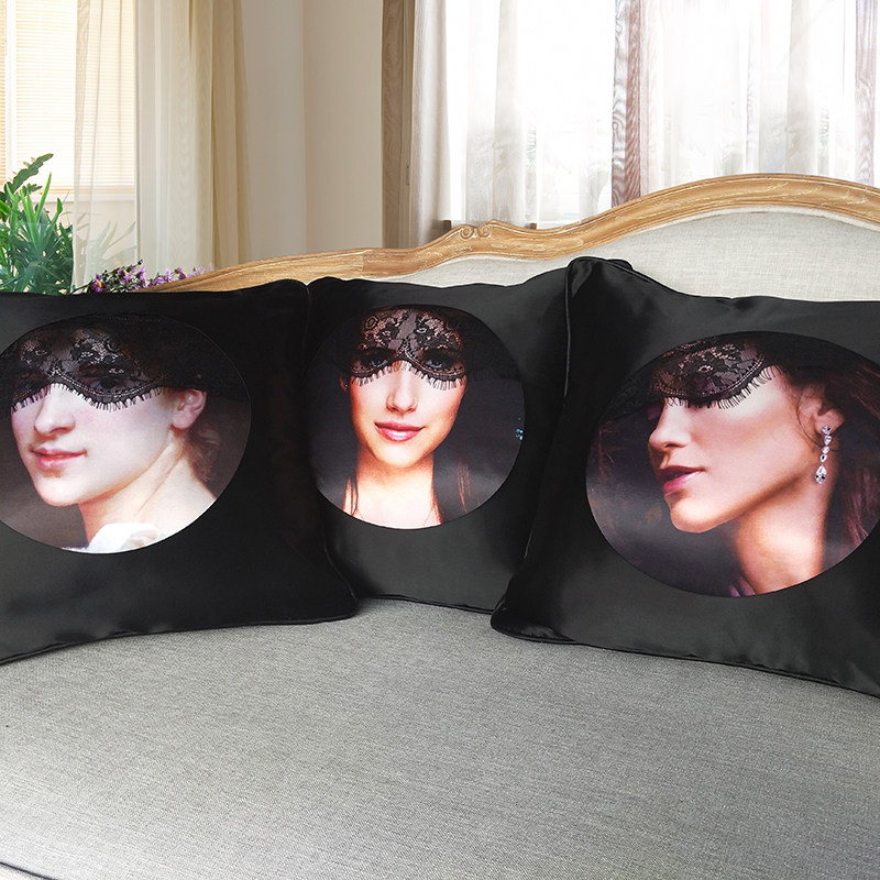 European Luxury Black Lace Print Pillowcase Cushion Cover Model Room Hotel Sofa Pillow Square Pillowcase