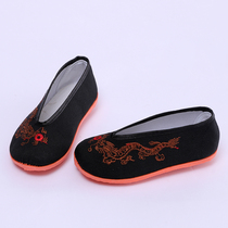 Old Beijing soft embroidered dragon cloth shoes spring summer and autumn childrens cloth shoes boys Chinese style dance shoes breathable baby cloth shoes