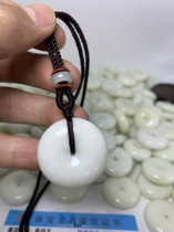 Natural blue field jade living jade white smooth delicate plump safe buckle illuminated translucent green men and women terracotta warriors and horses same style