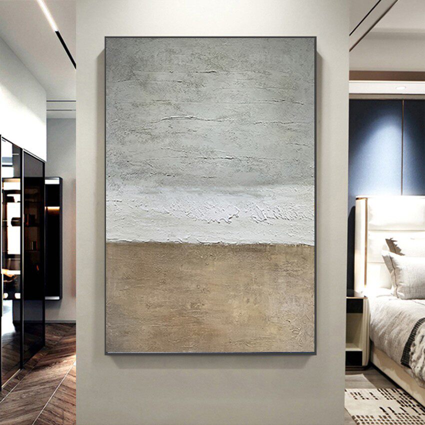 Pure Hand Painted with Silent Destitute Wind Oil Painting Genguan Living-room Vertical floor Decorative Painting Sofa background Dramatic Abstract Painting