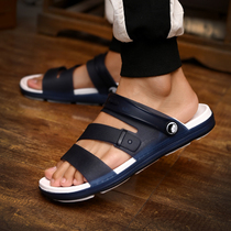Sandals mens slippers mens 2020 Summer new one-word drag mens sandals fashion inside and out sandals non-slip