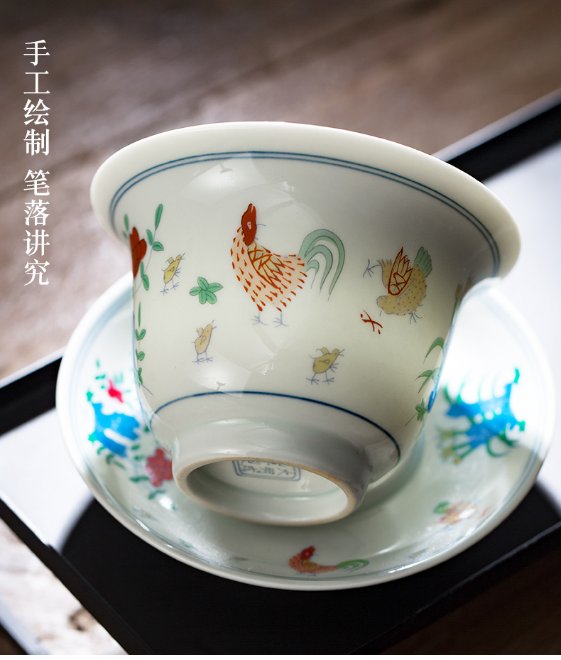 Earth story of the Forbidden City version chenghua chicken color bucket cylinder cups of jingdezhen ceramic manual hand - made kung fu tea cup bowl