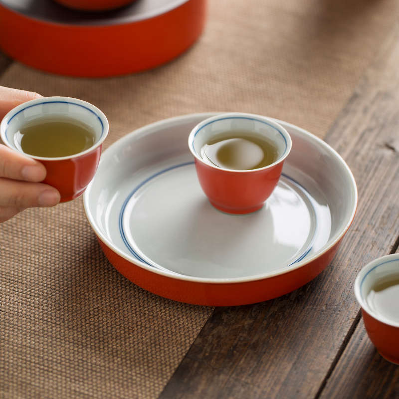 Jingdezhen ruby red pot bearing dry mercifully tea pot mat tray is tea adopt Japanese tea tray was small pot of accessories