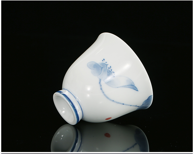 Earth story jingdezhen lotus kung fu tea set suit pure hand - made under glaze color porcelain tureen tea cup series