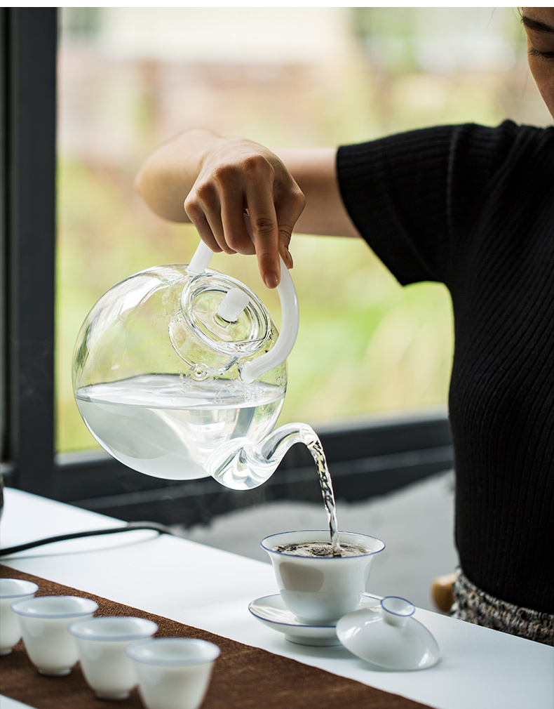 The girder heat - resistant glass flower pot, The pot of boiling water boiling water pot of tea, The electric TaoLu heating glass tea set