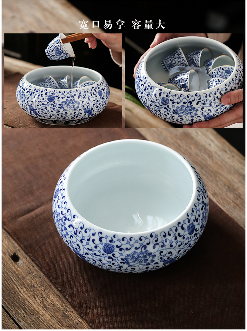 Jingdezhen blue and white porcelain tea set manual ceramic teapot kung fu of a complete set of tea cups tureen