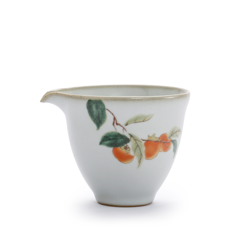 Jingdezhen kung fu tea set a complete set of persimmon persimmon ruyi ceramic household tureen checking porcelain teacup tea set