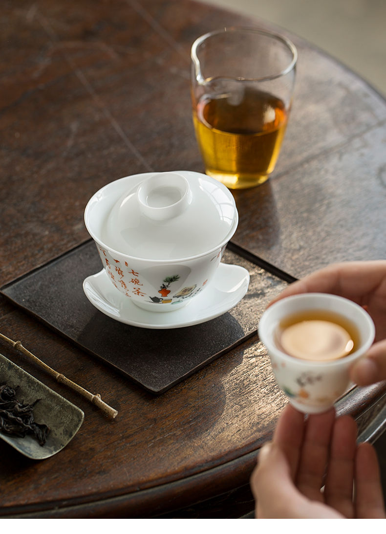 Only private custom checking three tureen them a single thin body ceramic bowl cups kung fu tea set