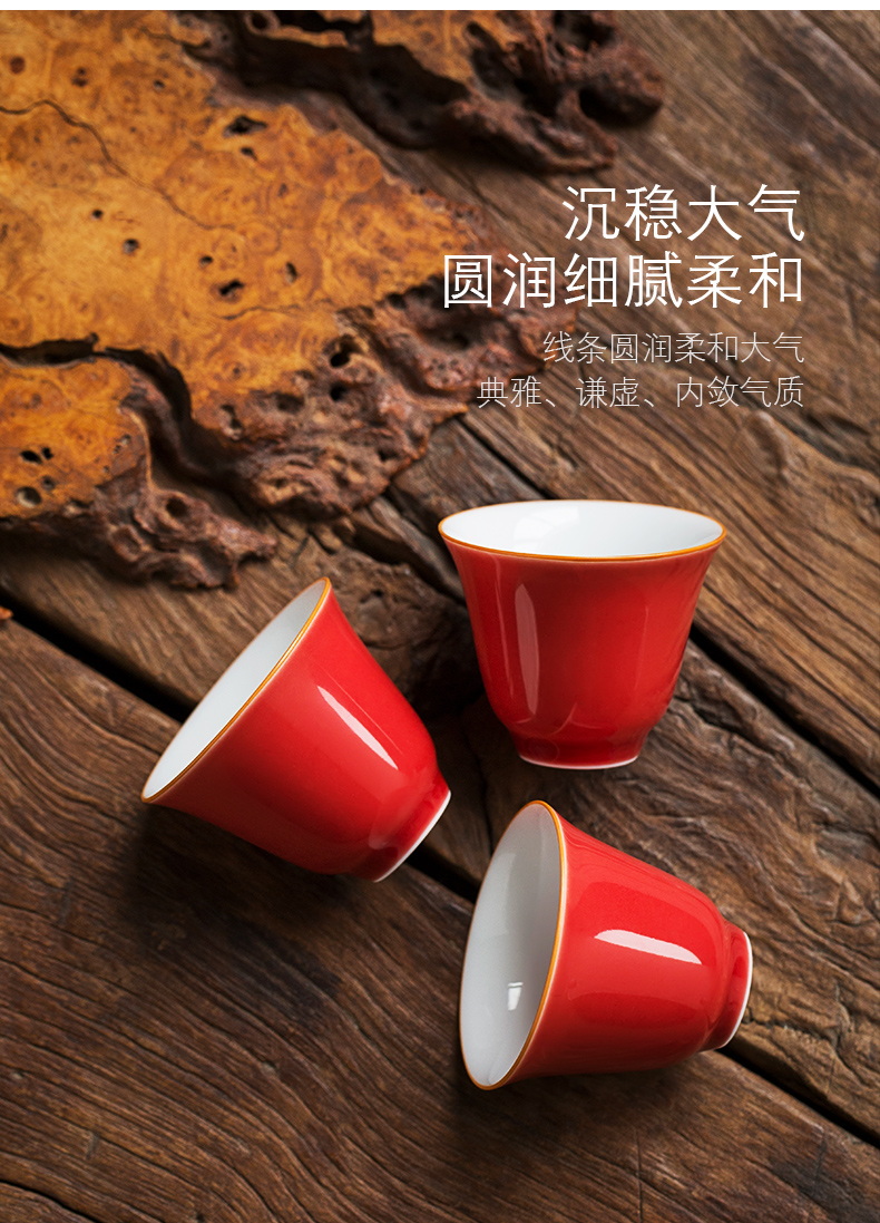 Ji red ruby red ceramic kung fu tea set household tureen cup teapot tea set the activities of a complete set of gift set