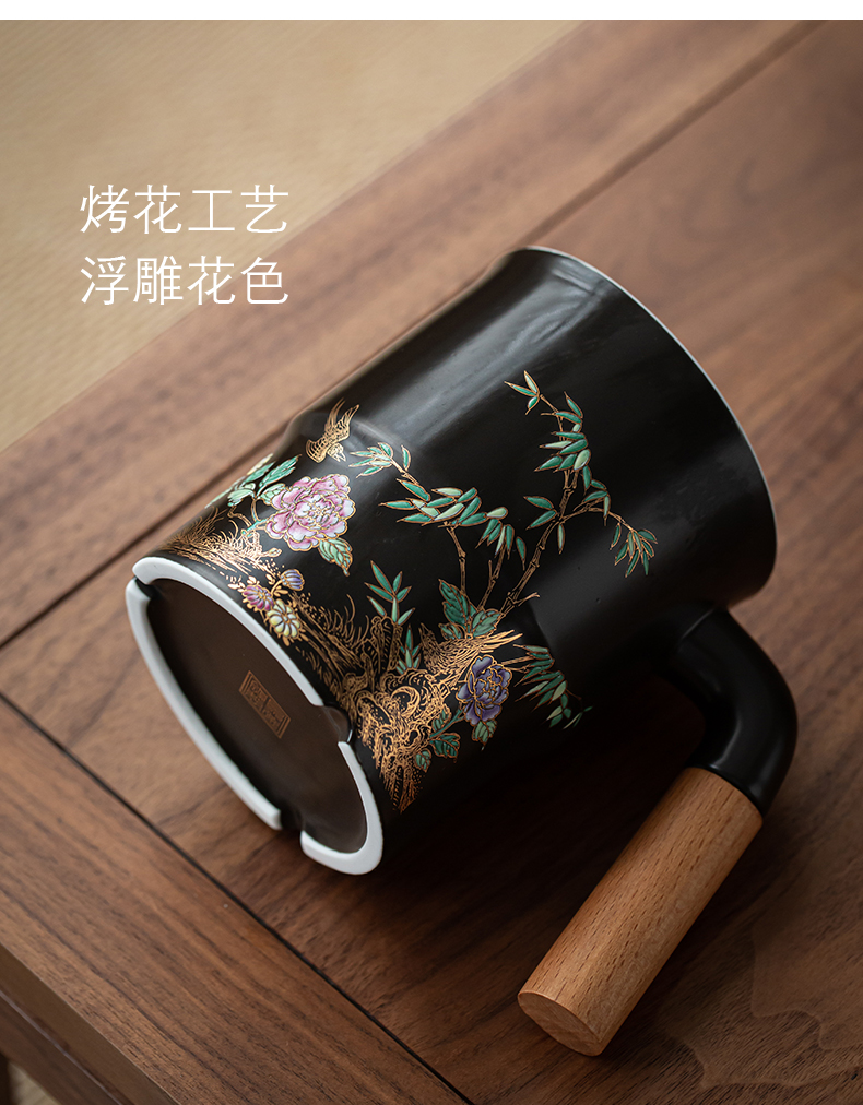 The see colour office of jingdezhen ceramic cup with cover manual separation of tea cups gift boxes of household water cup custom
