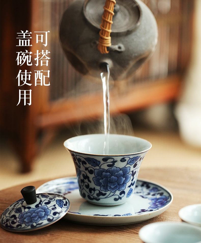 Jingdezhen blue and white teapot hand - made pot bearing pot bearing ceramic contracted dry mercifully kung fu tea tea tray of pot dish