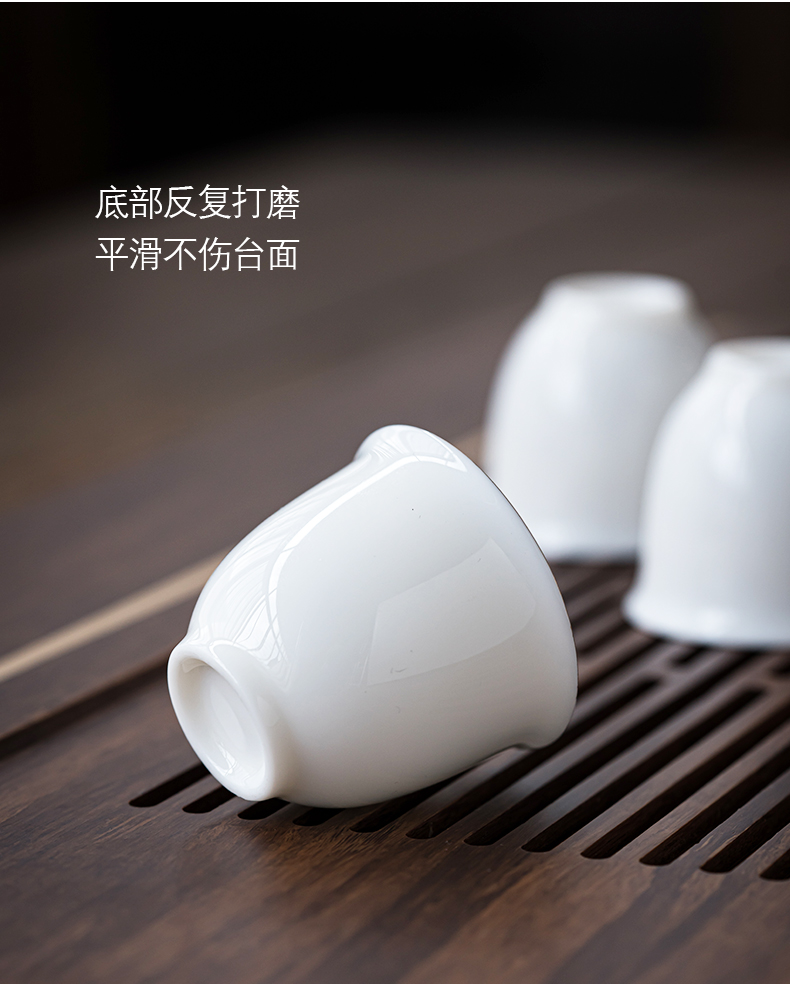 Dehua white porcelain sample tea cup suet jade hand paint kung fu tea poly real incense cup single pu - erh tea cups