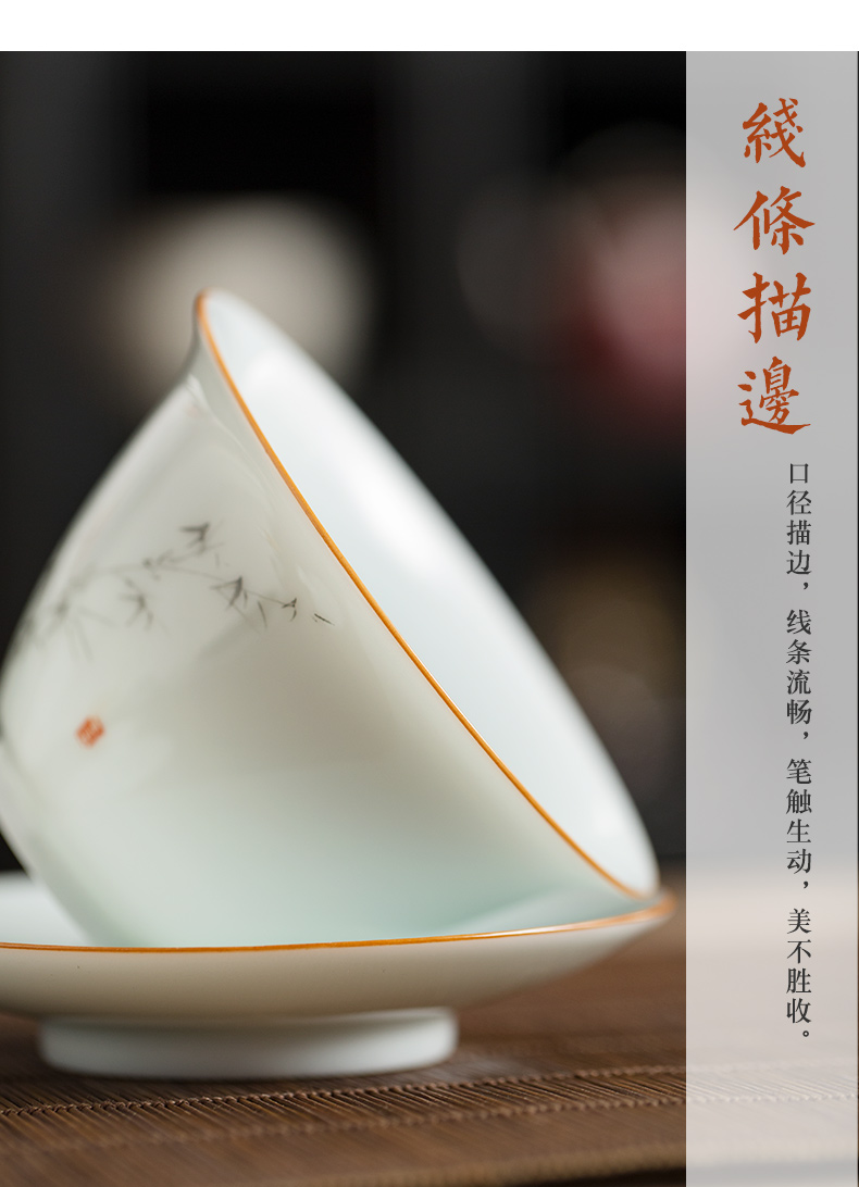 Sweet white jingdezhen blue and white porcelain hand - made tureen three only a single small bowl of white porcelain tea set tea cups cups of tea cups