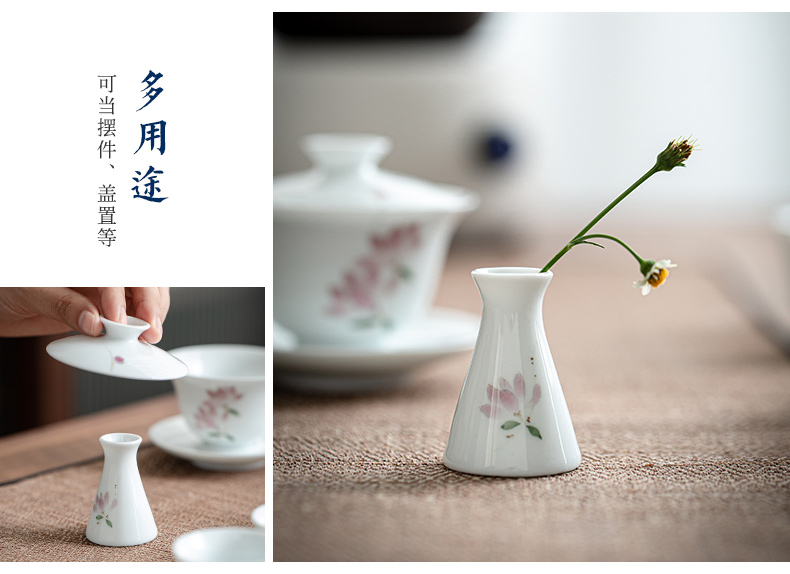 Jingdezhen hand - made violet tureen suit white porcelain teacup set three bowl of kung fu tea service item of household gift box