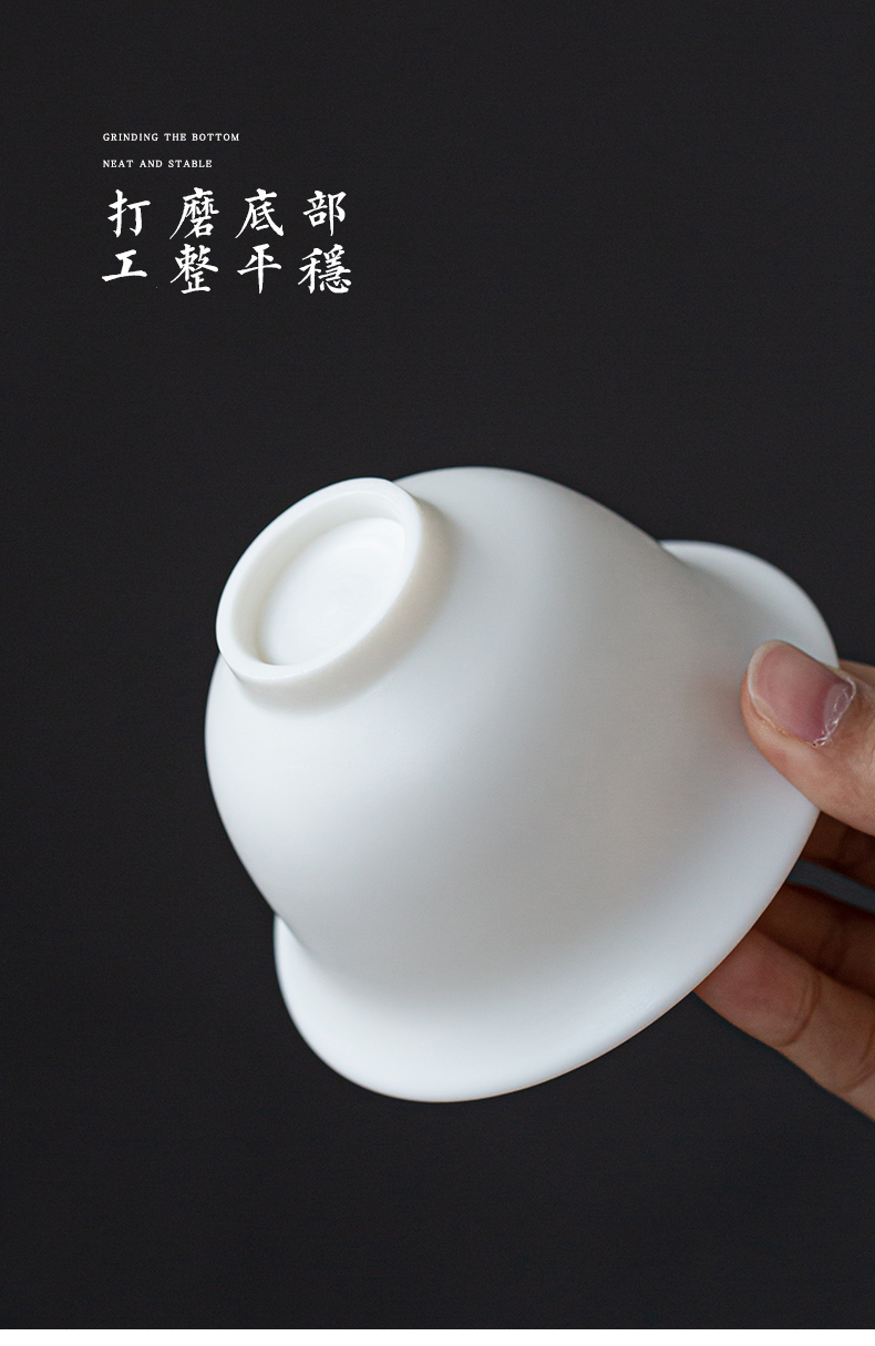 Small tureen single biscuit firing suet jade tureen dehua white porcelain three tureen trumpet not hot pu - erh tea set