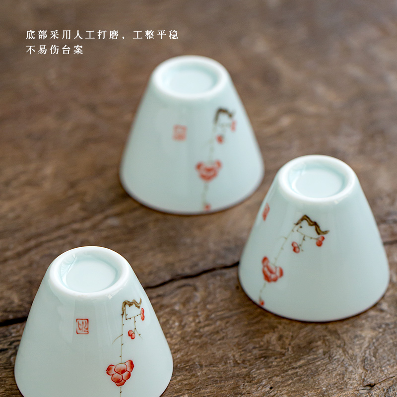 Earth story hand - made name plum celadon teacup ceramic tea set personal kung fu master cup tea cup single CPU