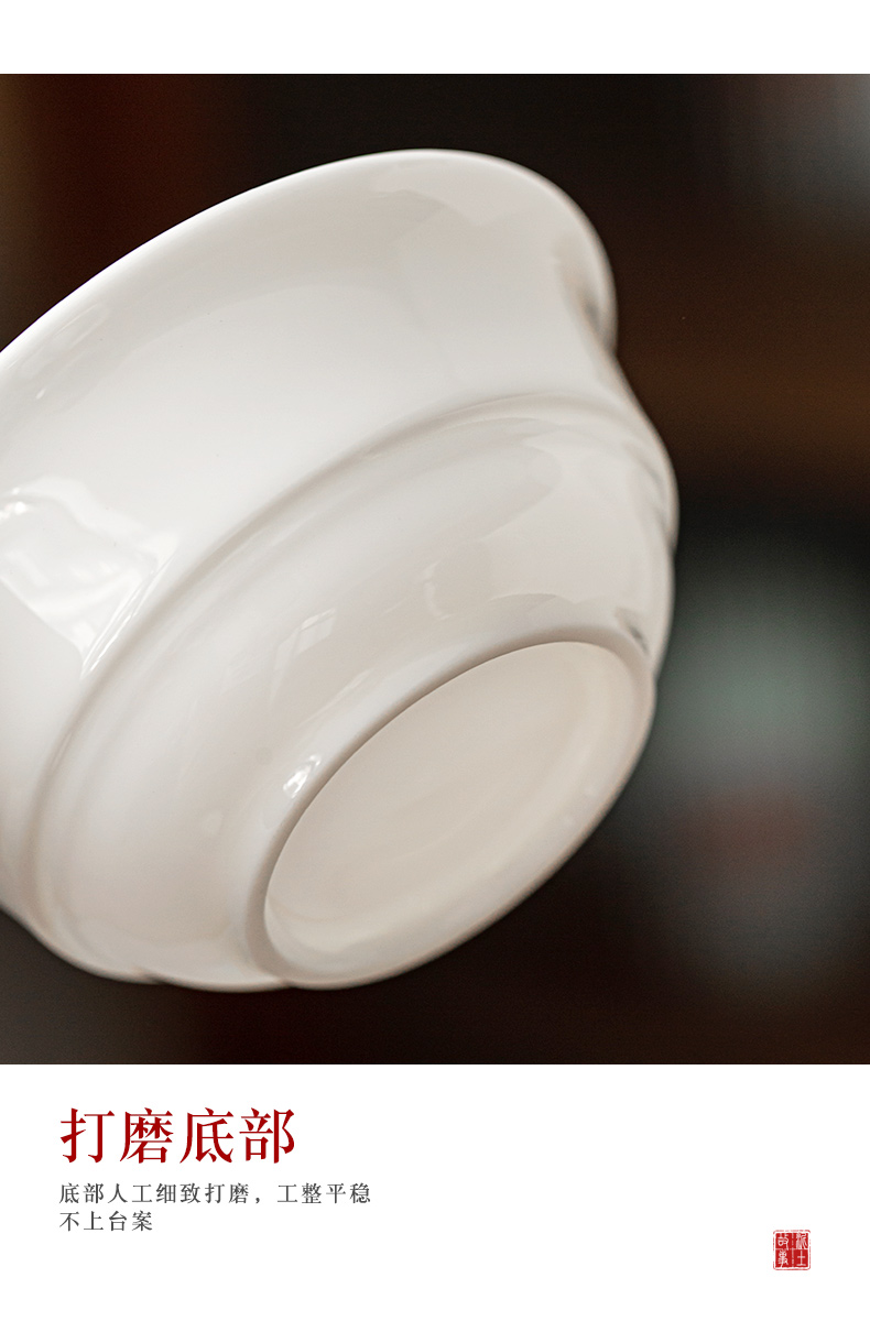 Dehua porcelain jade before three China tureen ceramic kung fu tea cups contracted white porcelain craft a single tea bowl