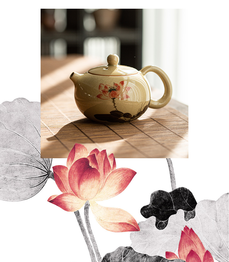 Hand lotus xi shi pot of ice to crack the up with jingdezhen ceramic kung fu tea set manually teapot single pot of household