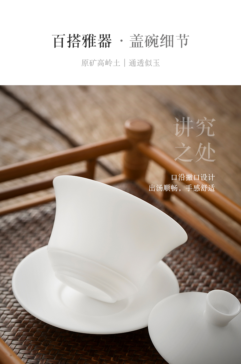 Dehua biscuit firing manual white porcelain only three wsop tureen suet jade kung fu tea set a single tea tureen large