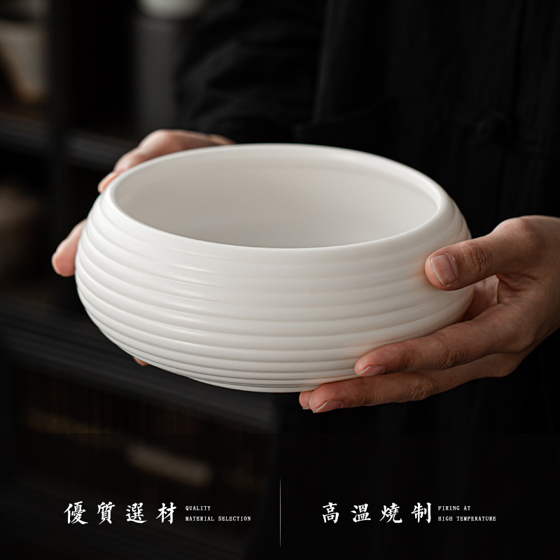 Dehua suet jade white porcelain large tea to wash hand biscuit firing for wash the mugs writing brush washer wash bowl of tea accessories