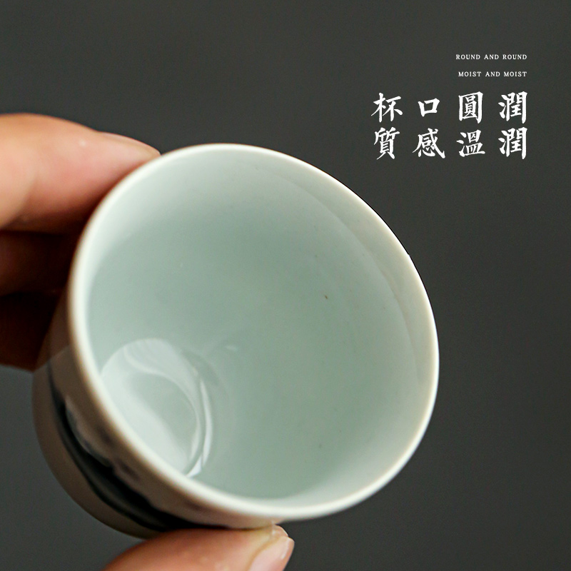 Tang s hand - made landscape suet jade white porcelain masters cup cup kung fu tea cup pure checking ceramic tea cup