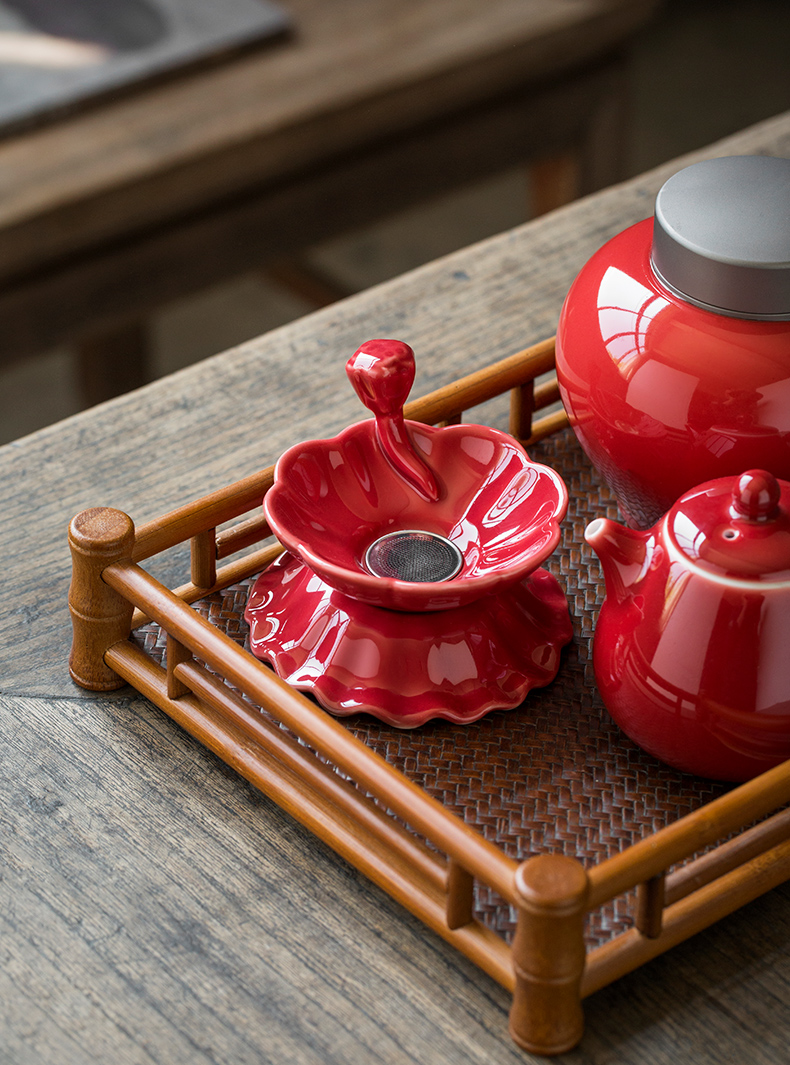 Jingdezhen lang red filter) set about ceramic tea set tea tea accessories mesh tea tea strainer