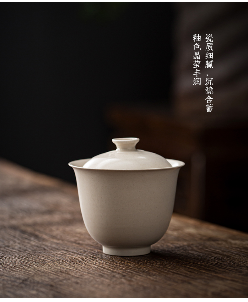 Jingdezhen tureen plant ash kung fu tea set small size only three bowl of manual household ceramic bowl is Japanese