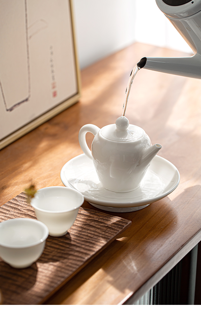 Dehua suet jade white porcelain checking ceramic POTS, bearing fruit bowl tea tray POTS pot pad kung fu tea accessories