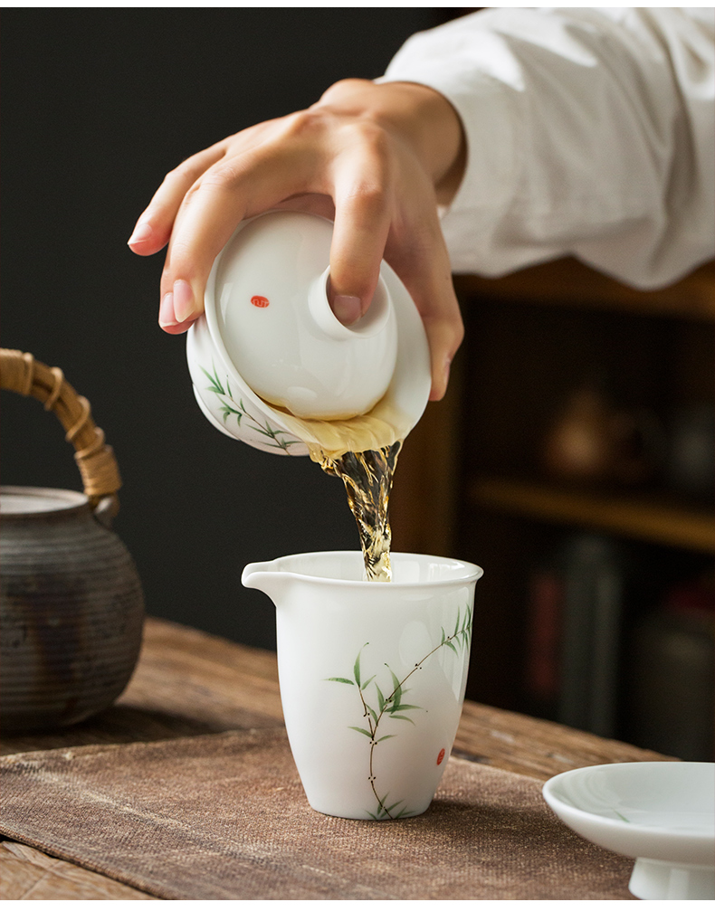 Earth story jingdezhen pure hand - made bamboo under the glaze color fair keller contracted ceramic tea set tea sea