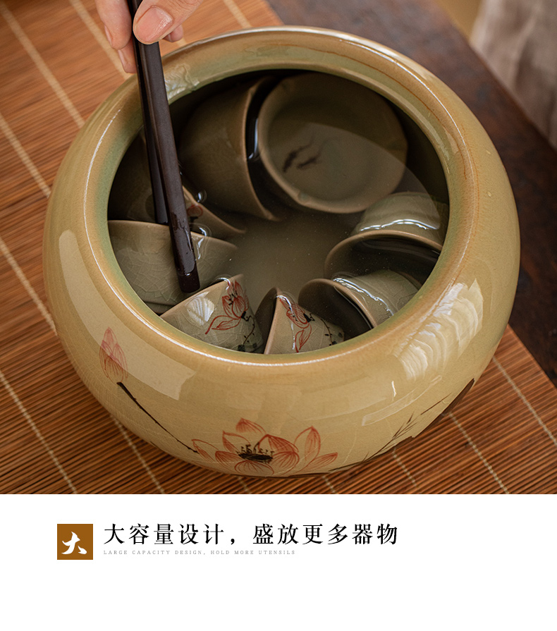 The up large ceramic water to wash dishes hand - made of hand - made lotus tea cup writing brush washer from kung fu tea tea accessories