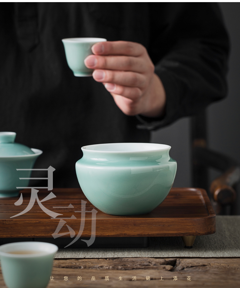 Jingdezhen ceramic water jar for wash your small home building ceramic cup tea in hot water basin of Japanese zen tea restoring ancient ways